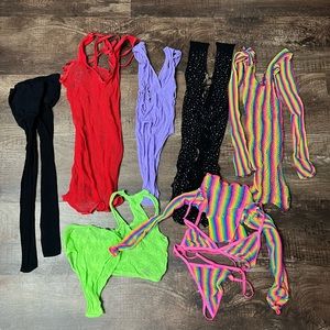 Exotic Dancewear Bundle of Knit Sexy Lingerie Stripper Outfit Lot